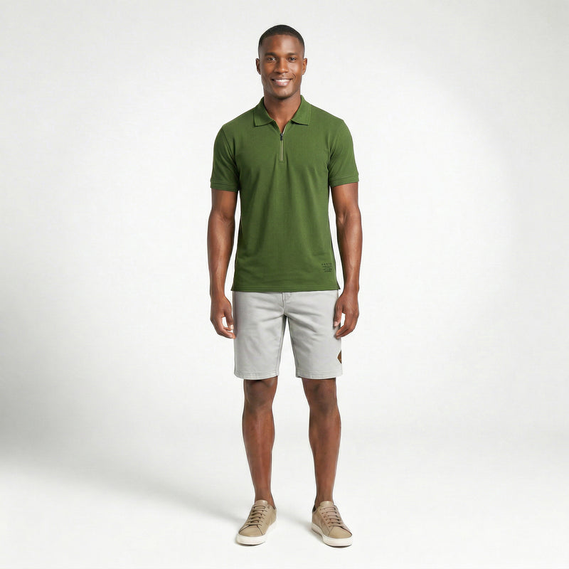 Polo Casual Gola com Zíper