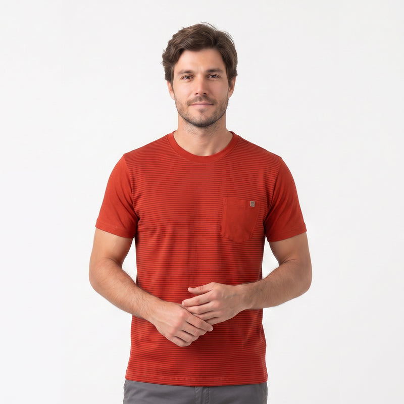Camiseta Silk Listras com Bolso