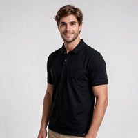 Polo Malha Casual 2 Botões – Preto