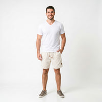 Short Elástico com Linho – Cru