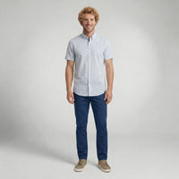 Camisa Social Masculina Manga Curta Xadrez Branca