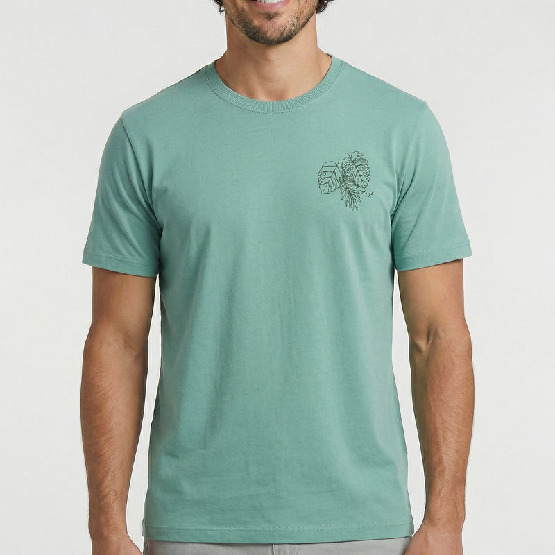 Camiseta de Malha com Silk Folhas