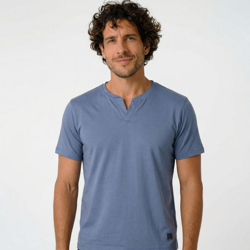 Camiseta de Algodão com Gola Transpassada