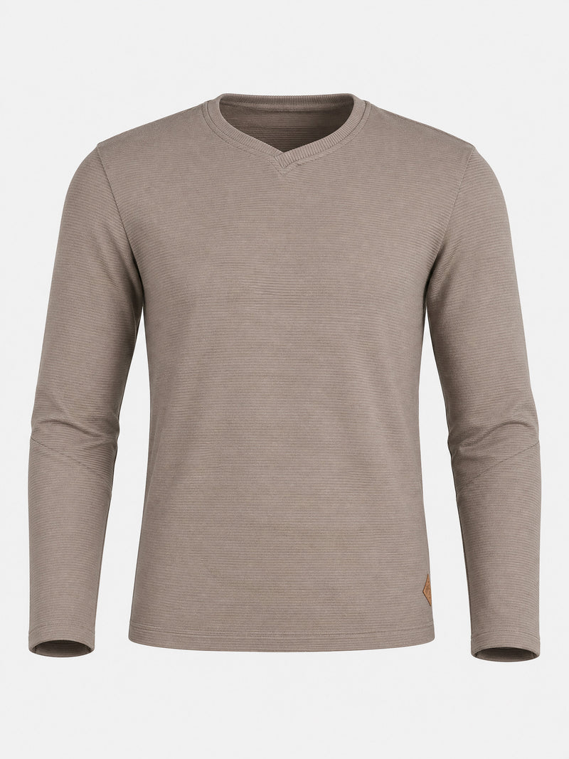 Camiseta Gola V Transpassada Manga Longa