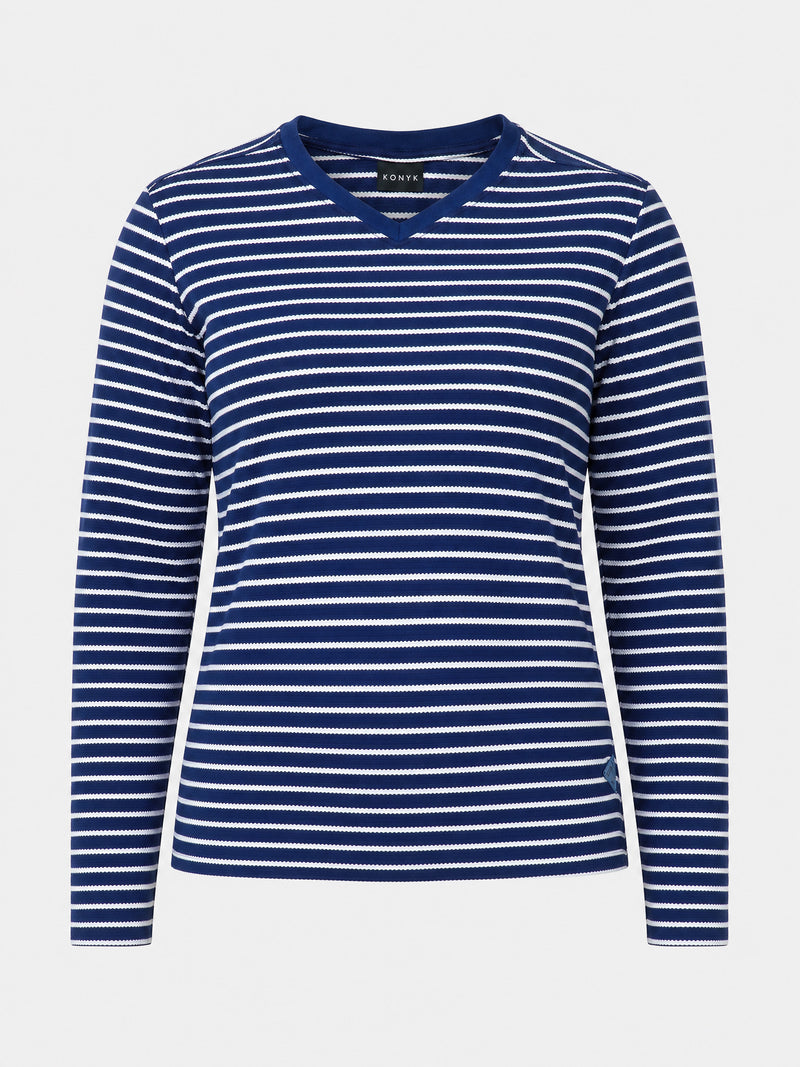 Camisa Gola V Manga Longa Listrada