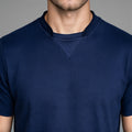 Camiseta Gola Triangulo e Decote Trabalhado Malha – Azul Marinho