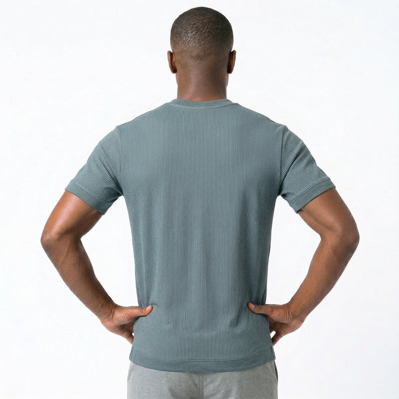 Camiseta Masculina Texturizada com Zíper