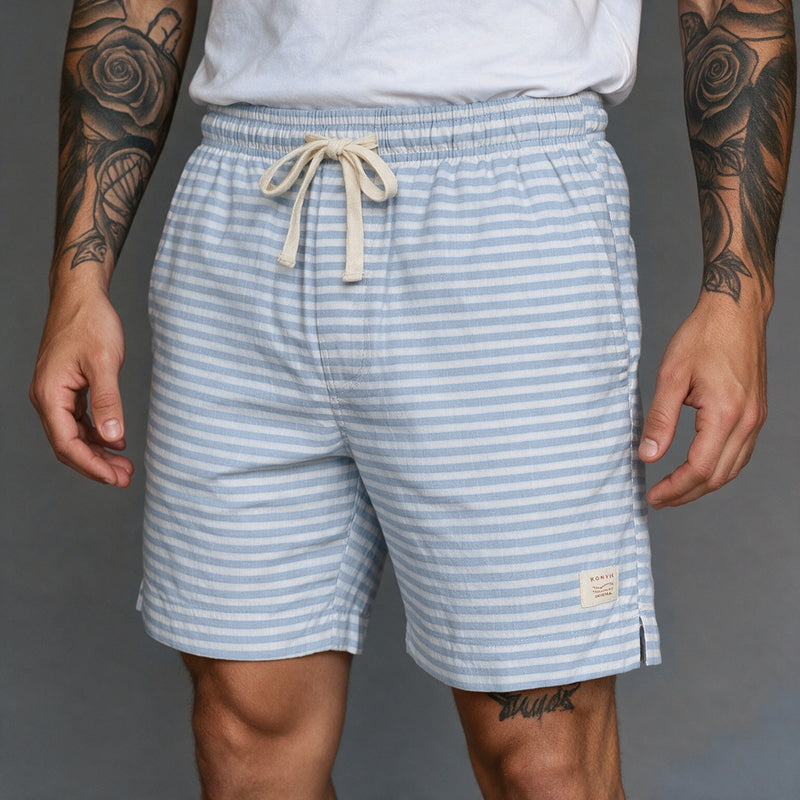 Short Elástico Listrado Flamê – Azul Claro