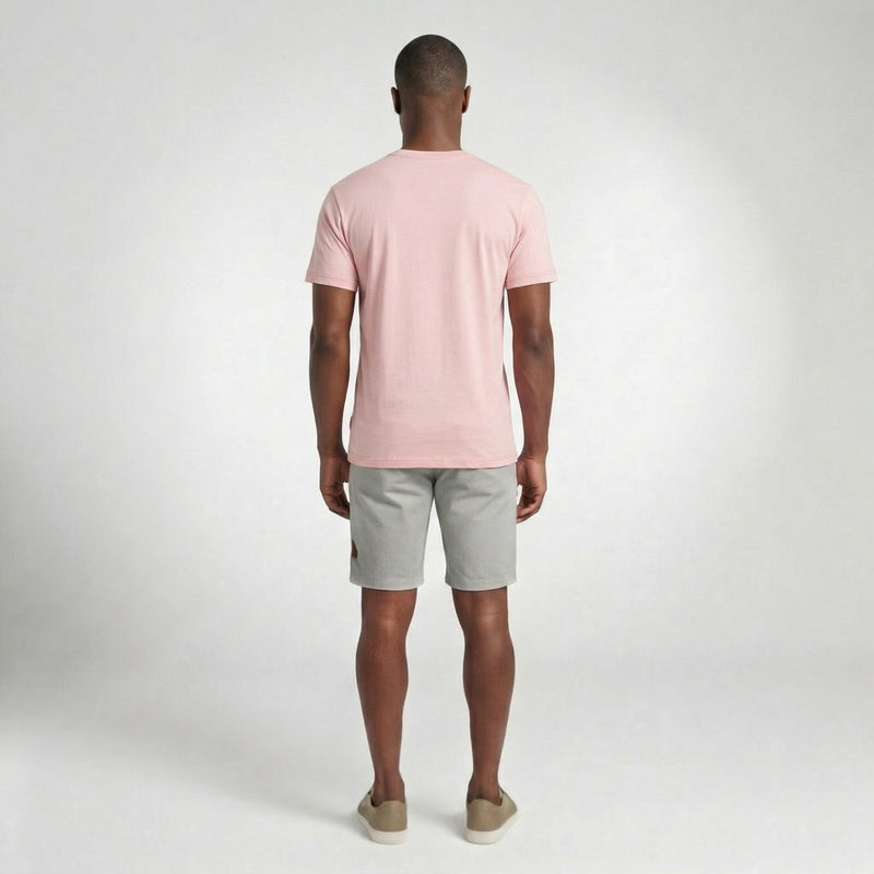 Camiseta Gola V Folhas Bordado