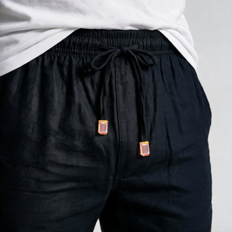 Short Linho Casual com Elástico My Size – Preto