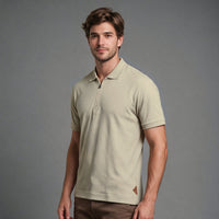 Polo de Malha com Ziper – Bege