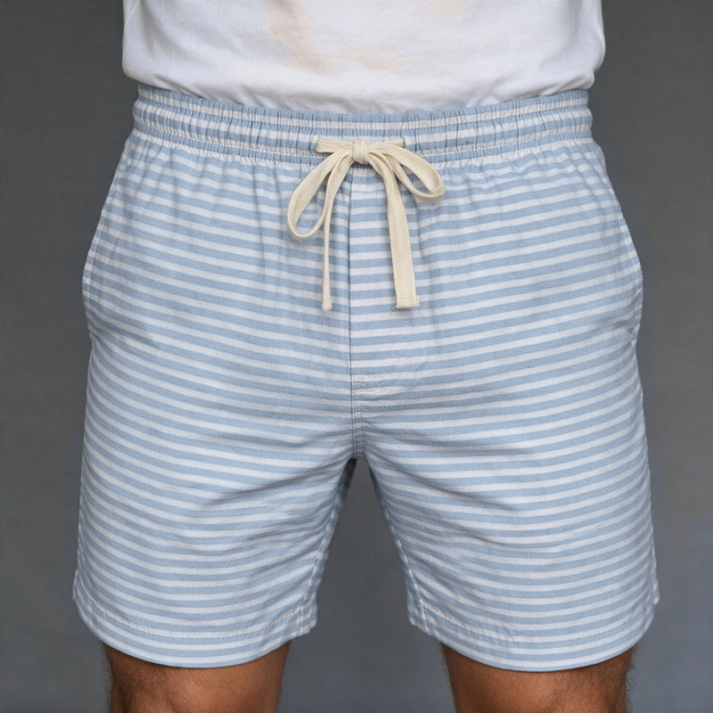 Short Elástico Listrado Flamê – Azul Claro