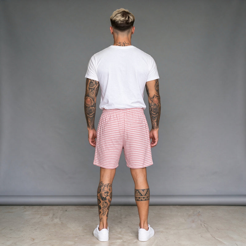 Short Elástico Listrado Flamê – Coral