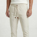 Calça Casual Elástico com Linho