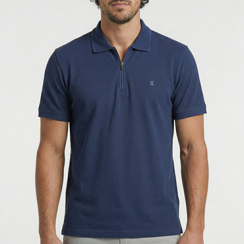 Camisa Polo Casual com Zíper