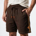 Short Elástico Casual com Linho – Marrom