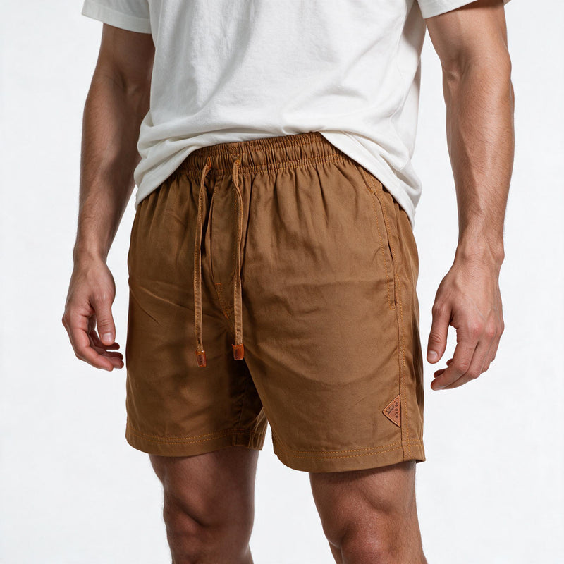 Short Linho Casual com Elástico – Marrom Claro