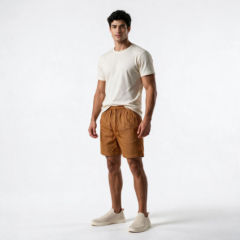 Short Linho Casual com Elástico – Marrom Claro