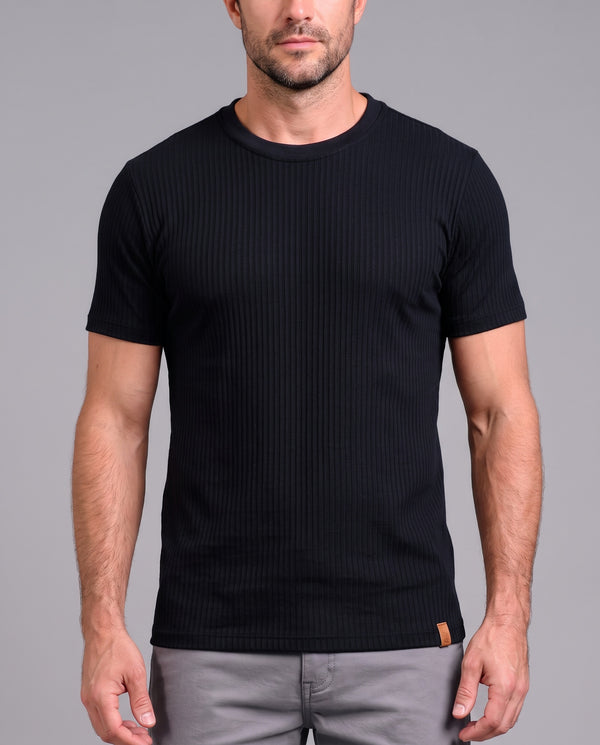 Camiseta Casual Canelada – Preto