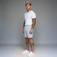 Short Elástico Listrado Flamê – Azul Claro