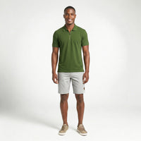 Polo Casual Gola com Zíper – Verde Militar