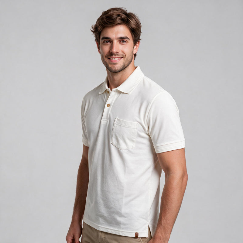 Polo Malha Casual 2 Botões – Off White