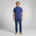 Camisa Social Masculina Manga Curta Xadrez Azul