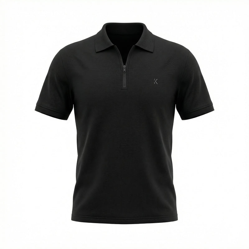 Camisa Polo Casual com Zíper