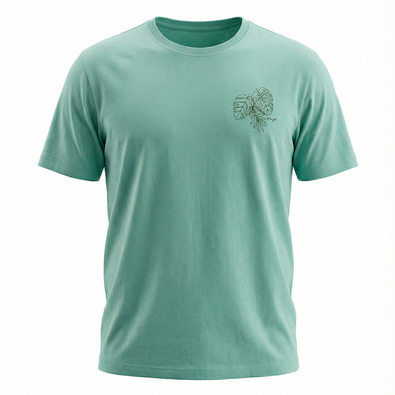 Camiseta de Malha com Silk Folhas