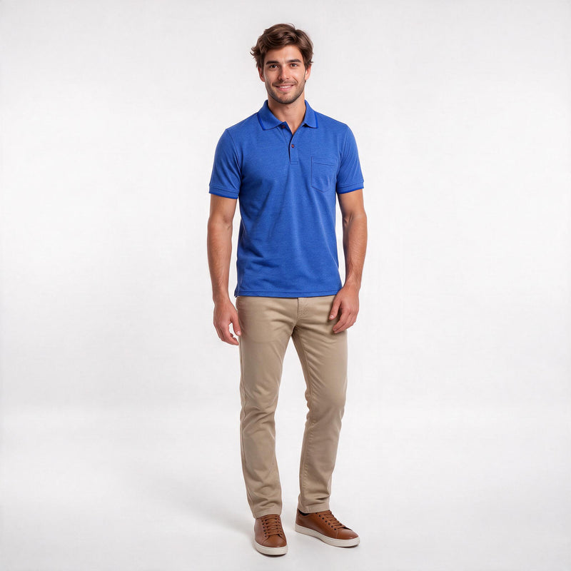 Polo Casual 2 Botões – Azul Marinho