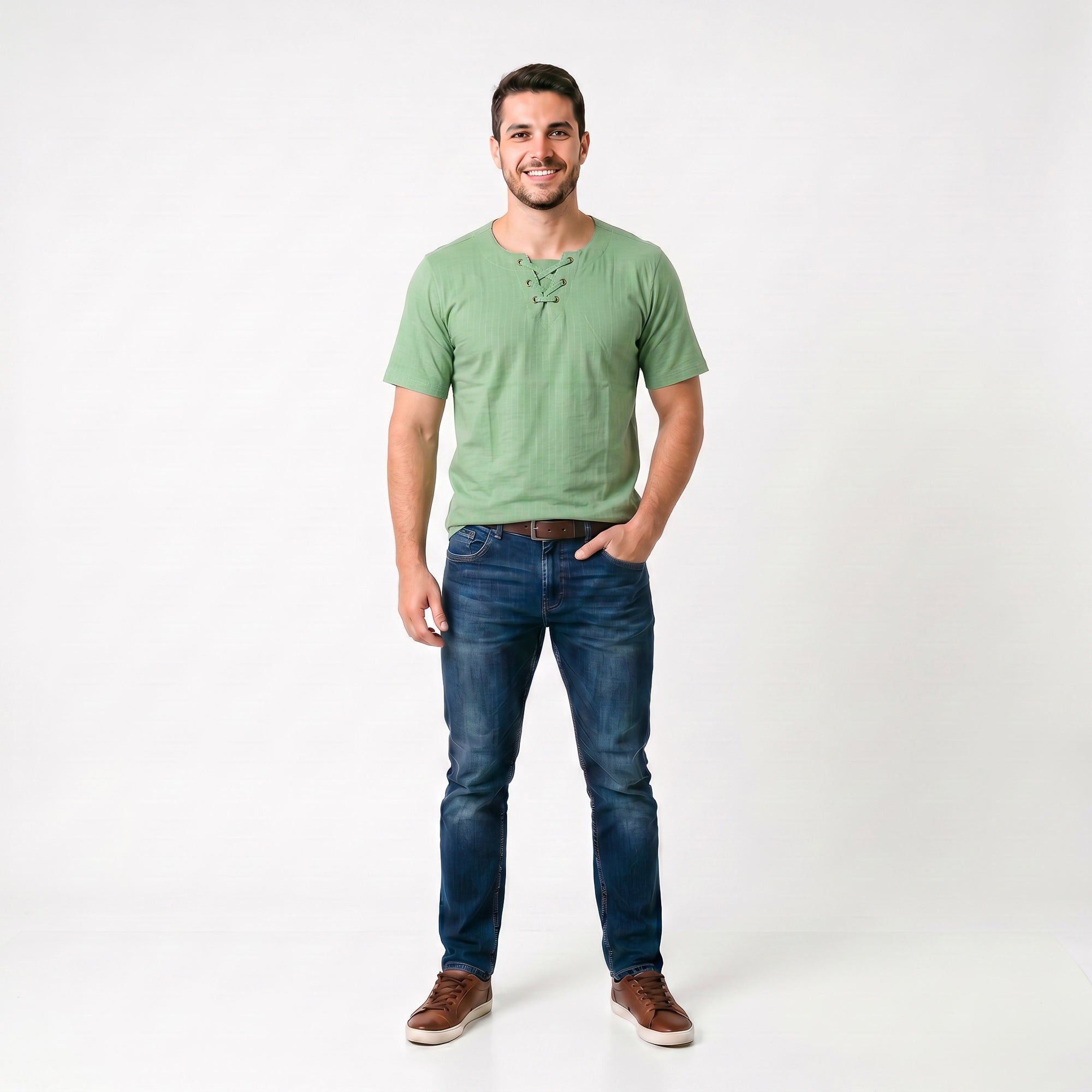 Bata Masculina com 6 Ilhós