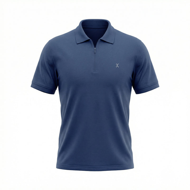 Camisa Polo Casual com Zíper