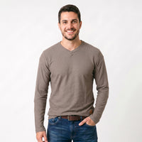 Camiseta Gola V Transpassada Manga Longa