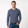 Camisa Gola V Manga Longa Listrada