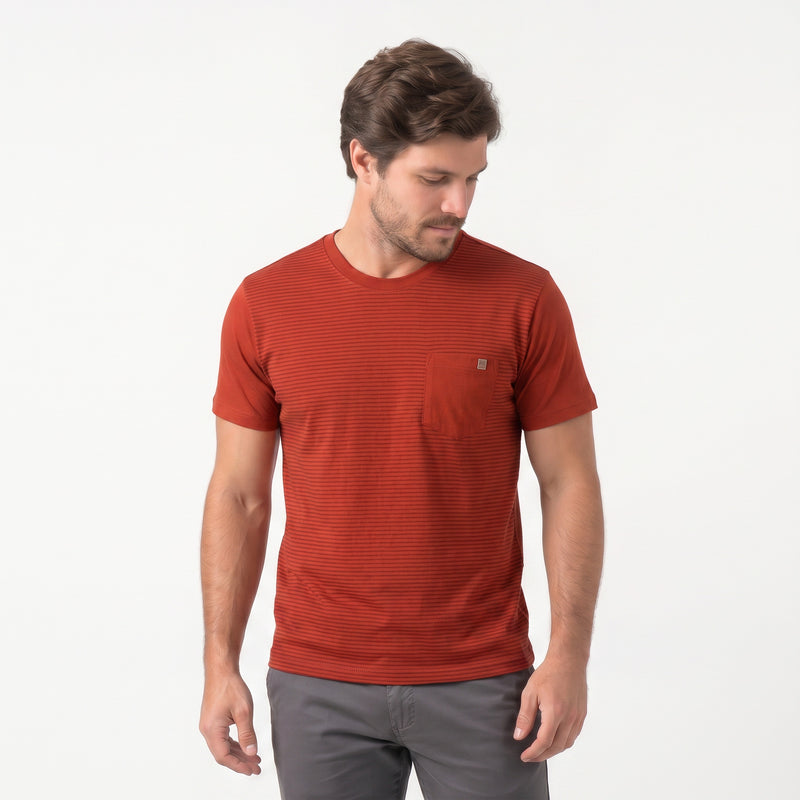 Camiseta Silk Listras com Bolso