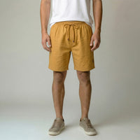 Short Elástico com Linho – Caramelo