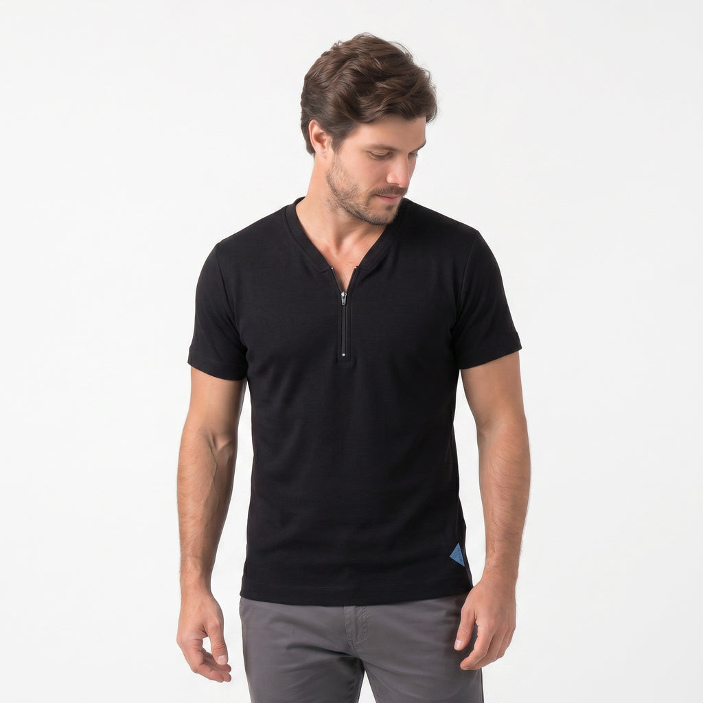 Camiseta Gola Esportiva com Zíper