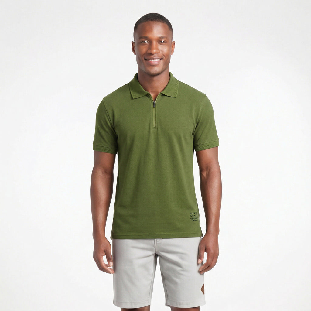 Polo Casual Gola com Zíper