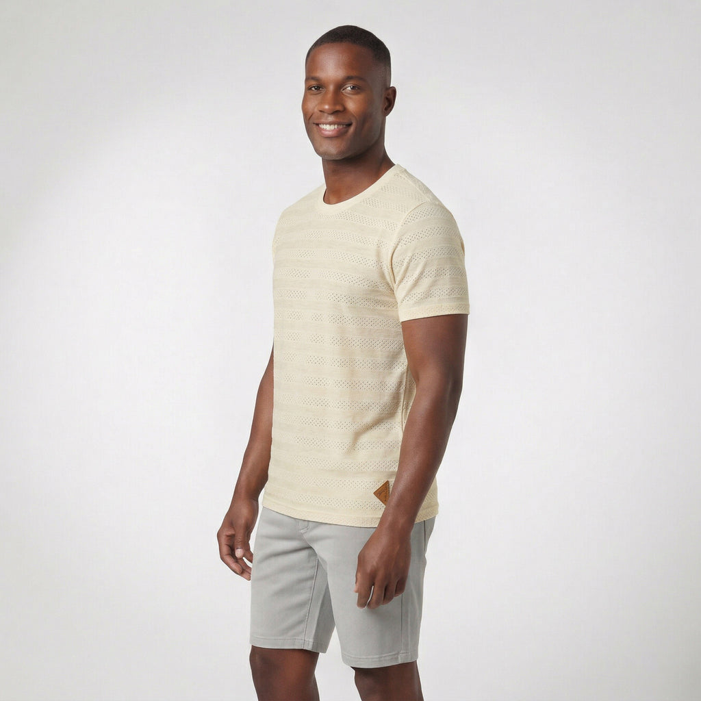 Camiseta Casual Texturizada com Linho
