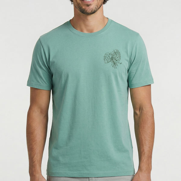 Camiseta de Malha com Silk Folhas