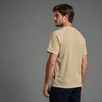 Camiseta Recortes Malha Mangas e Barra – Bege