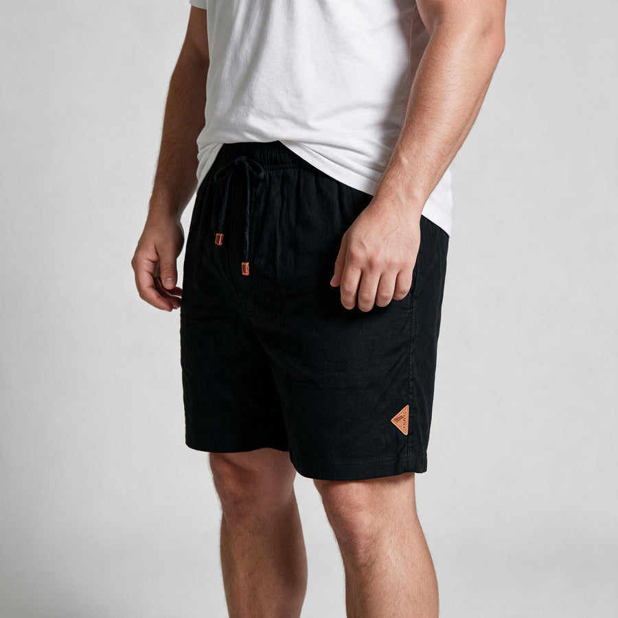 Short Linho Casual com Elástico My Size – Preto