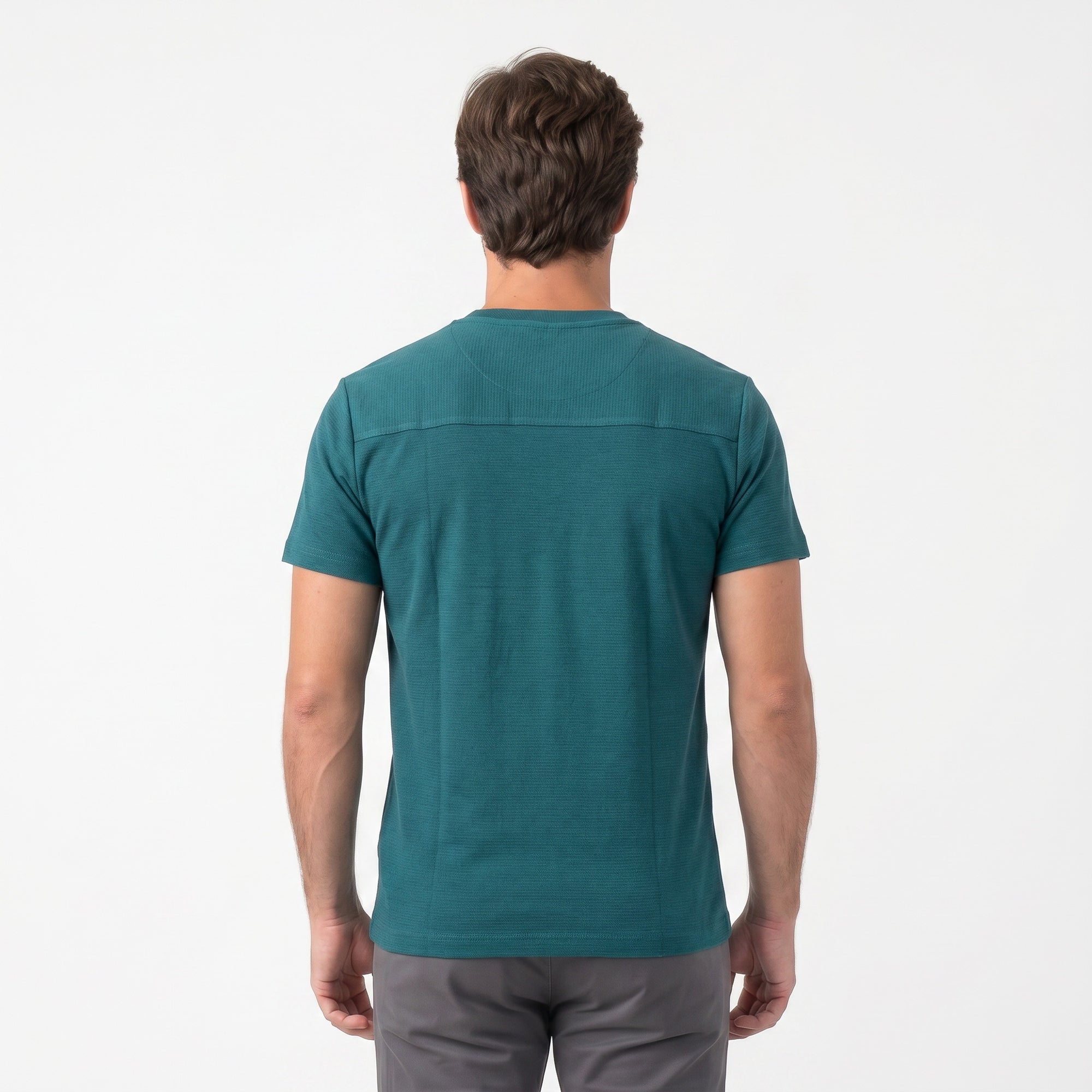 Camiseta Texturizada com Gola V Transpassada
