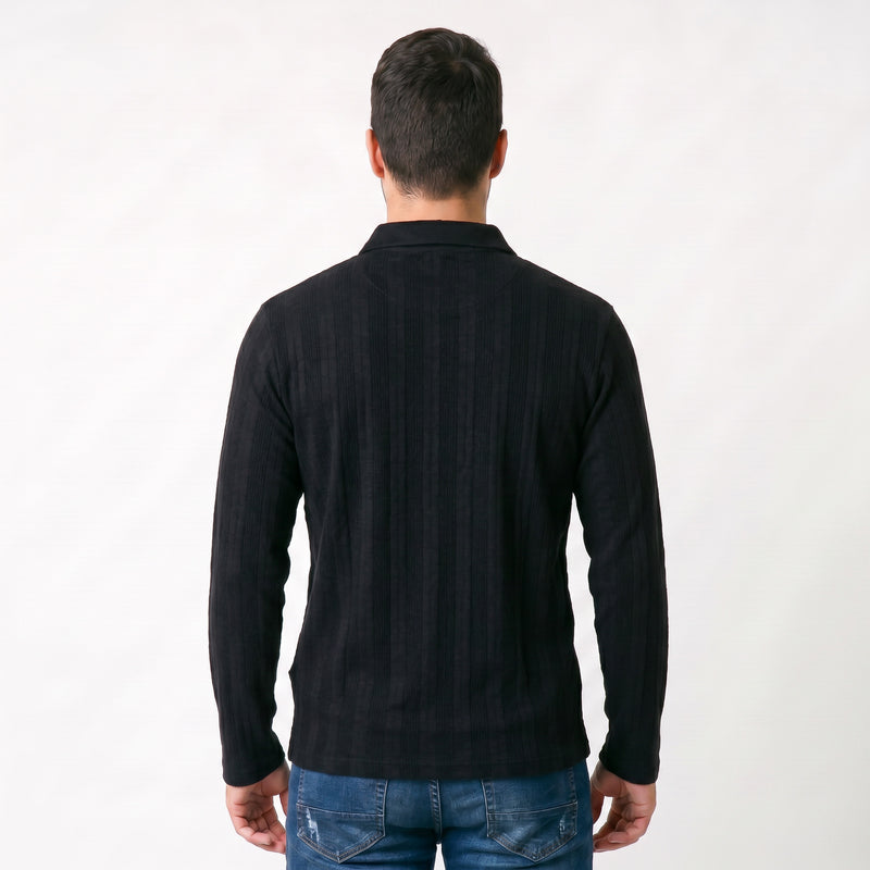 Camisa Polo Patô 2 Botões Manga Longa Texturizada