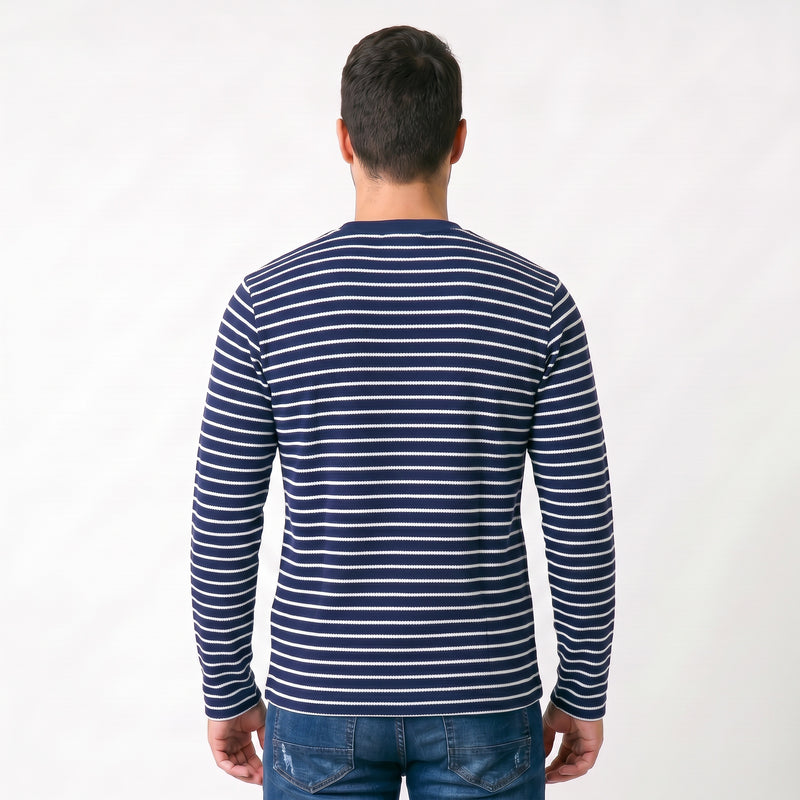 Camisa Gola V Manga Longa Listrada