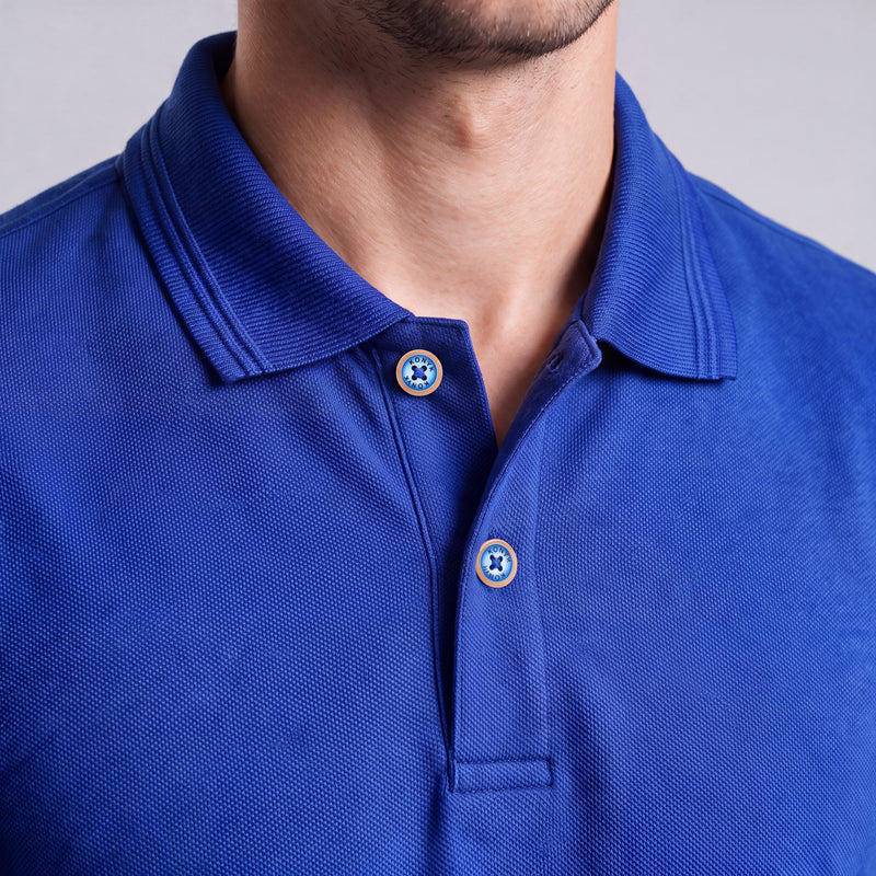 Polo Malha Casual 2 Botões – Azul Royal