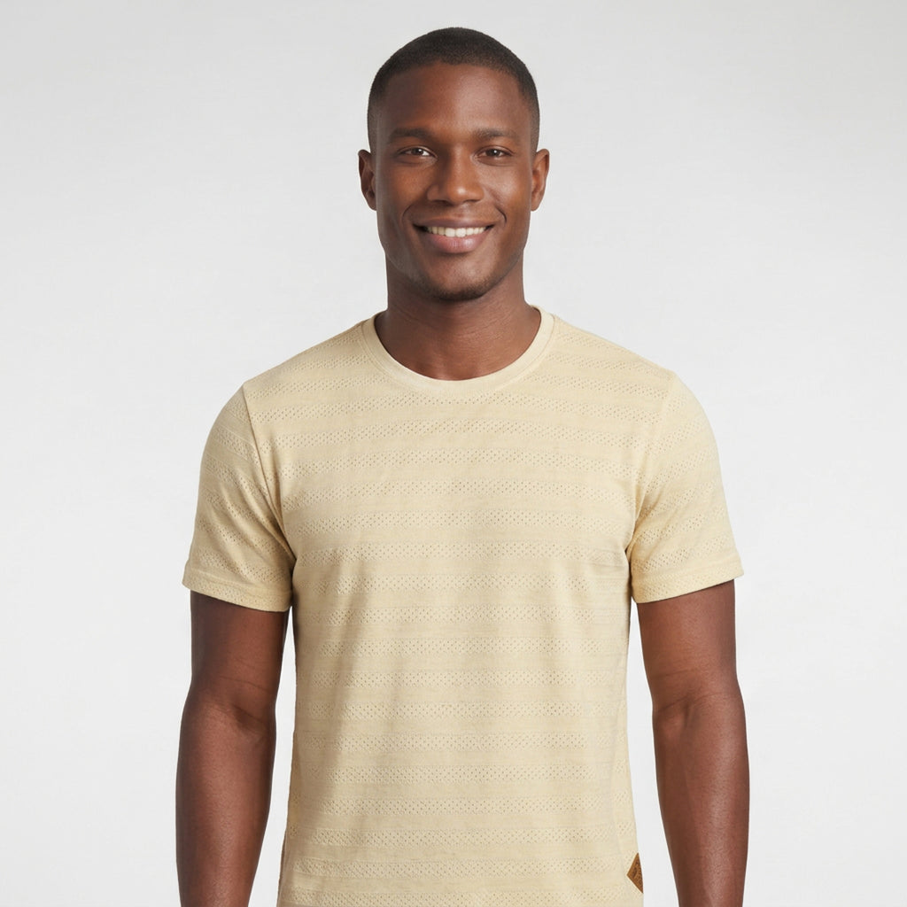 Camiseta Casual Texturizada com Linho