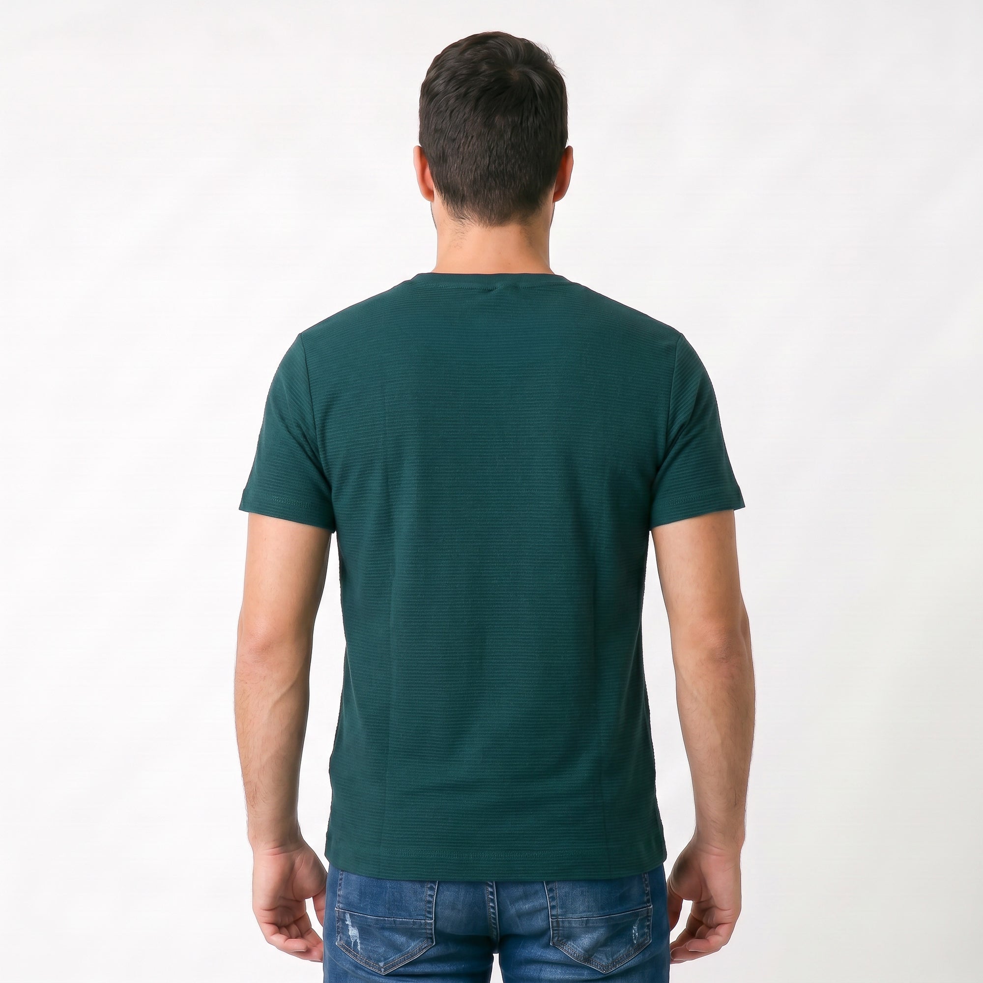 Camiseta Masculina Texturizada Gola Diferenciada