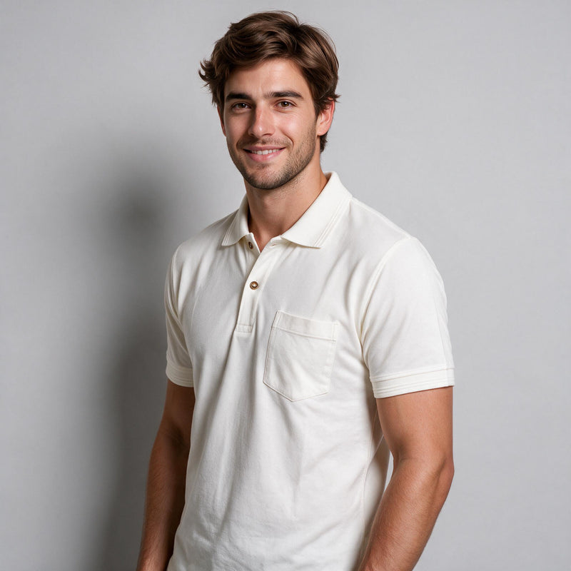 Polo Malha Casual 2 Botões – Off White