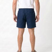 Short Elástico com Linho – Azul Marinho
